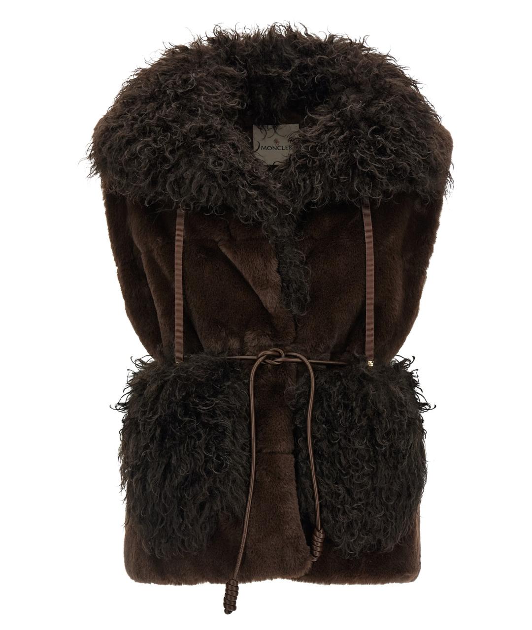 MONCLER Коричневый полиэстеровый пуховик, фото 2