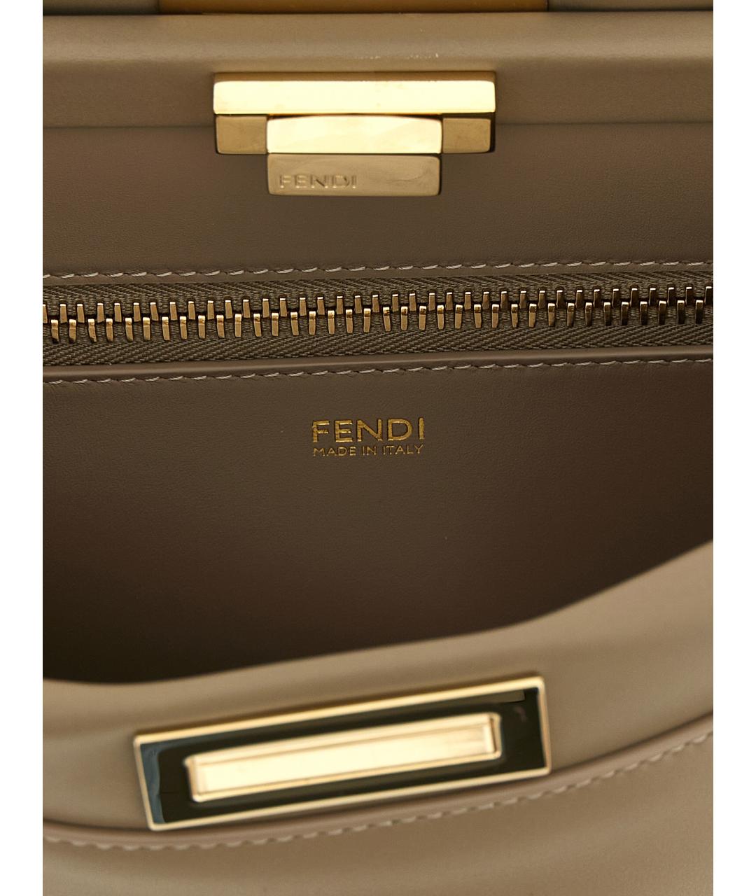 FENDI Серая кожаная сумка через плечо, фото 4