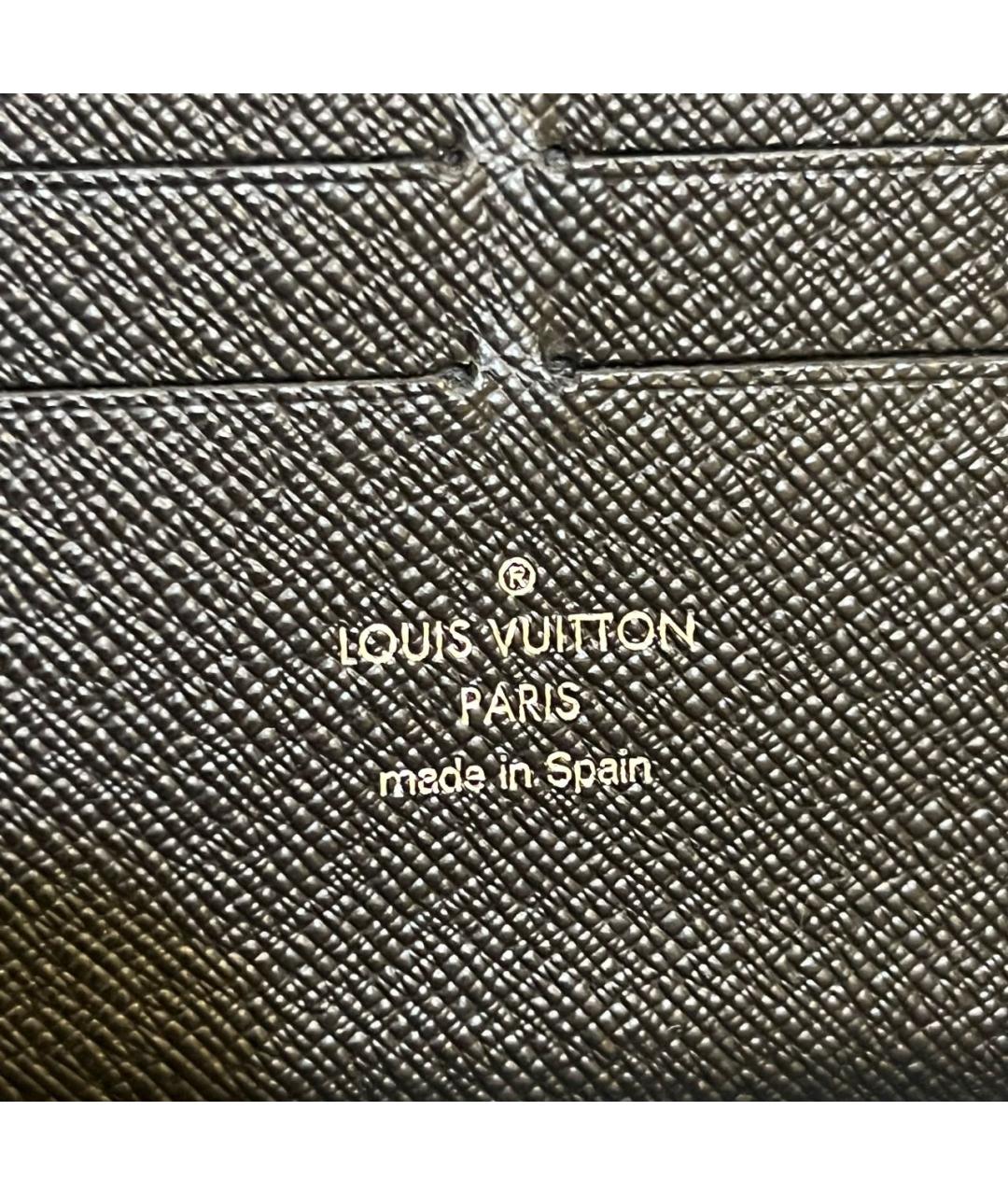 LOUIS VUITTON Черный кожаный кошелек, фото 7