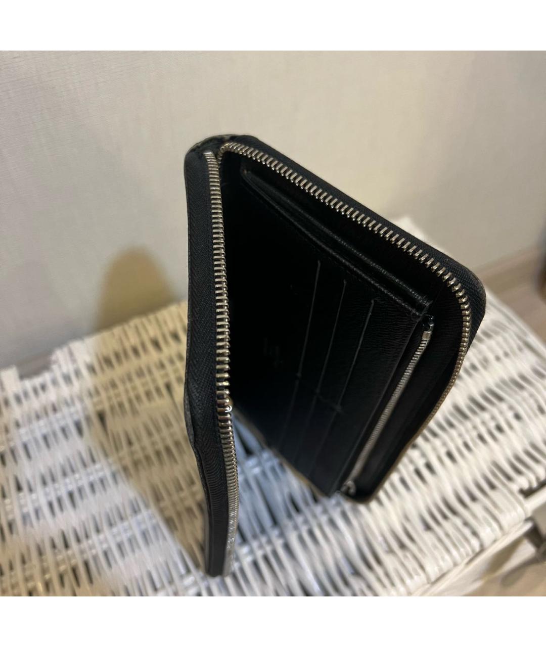 LOUIS VUITTON Черный кожаный кошелек, фото 5