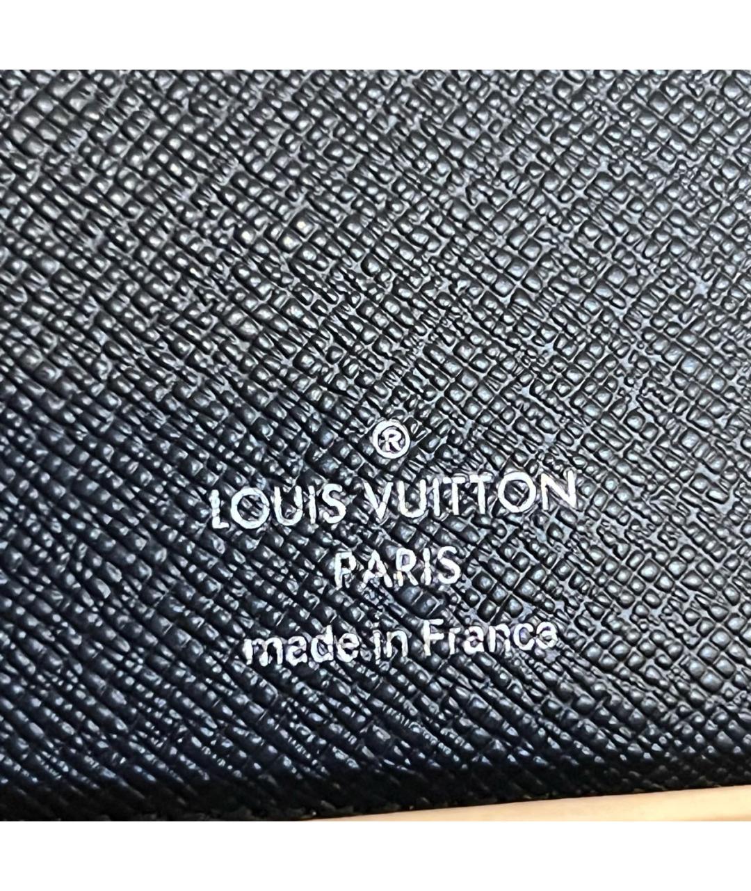 LOUIS VUITTON Черный кожаный кошелек, фото 6