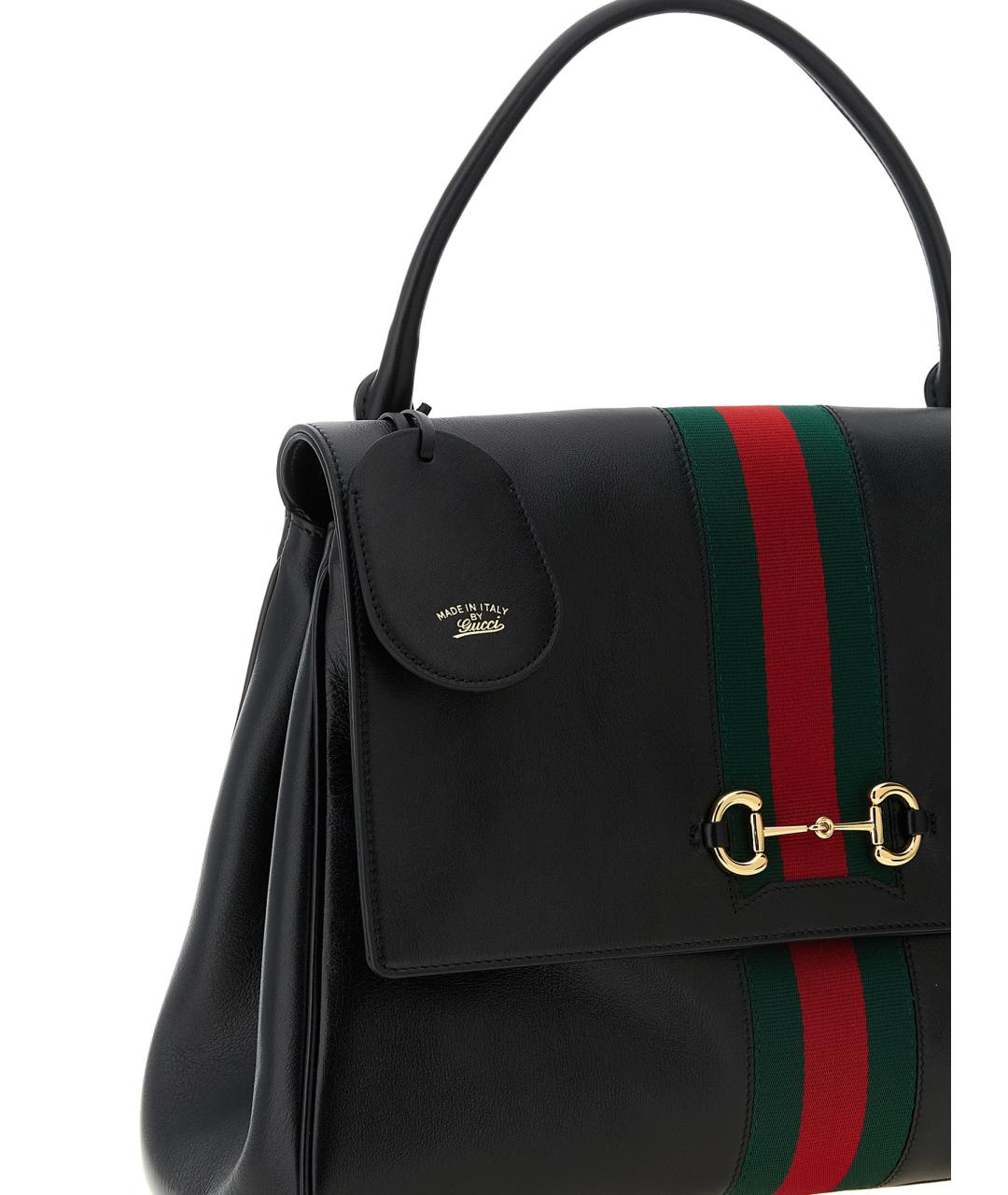 GUCCI Черная кожаная сумка тоут, фото 3