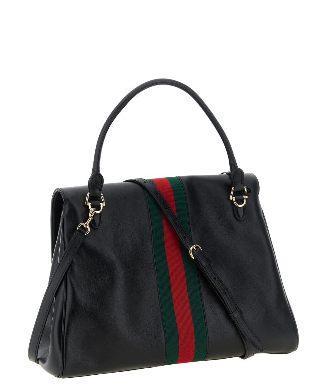 GUCCI Черная кожаная сумка тоут, фото 2
