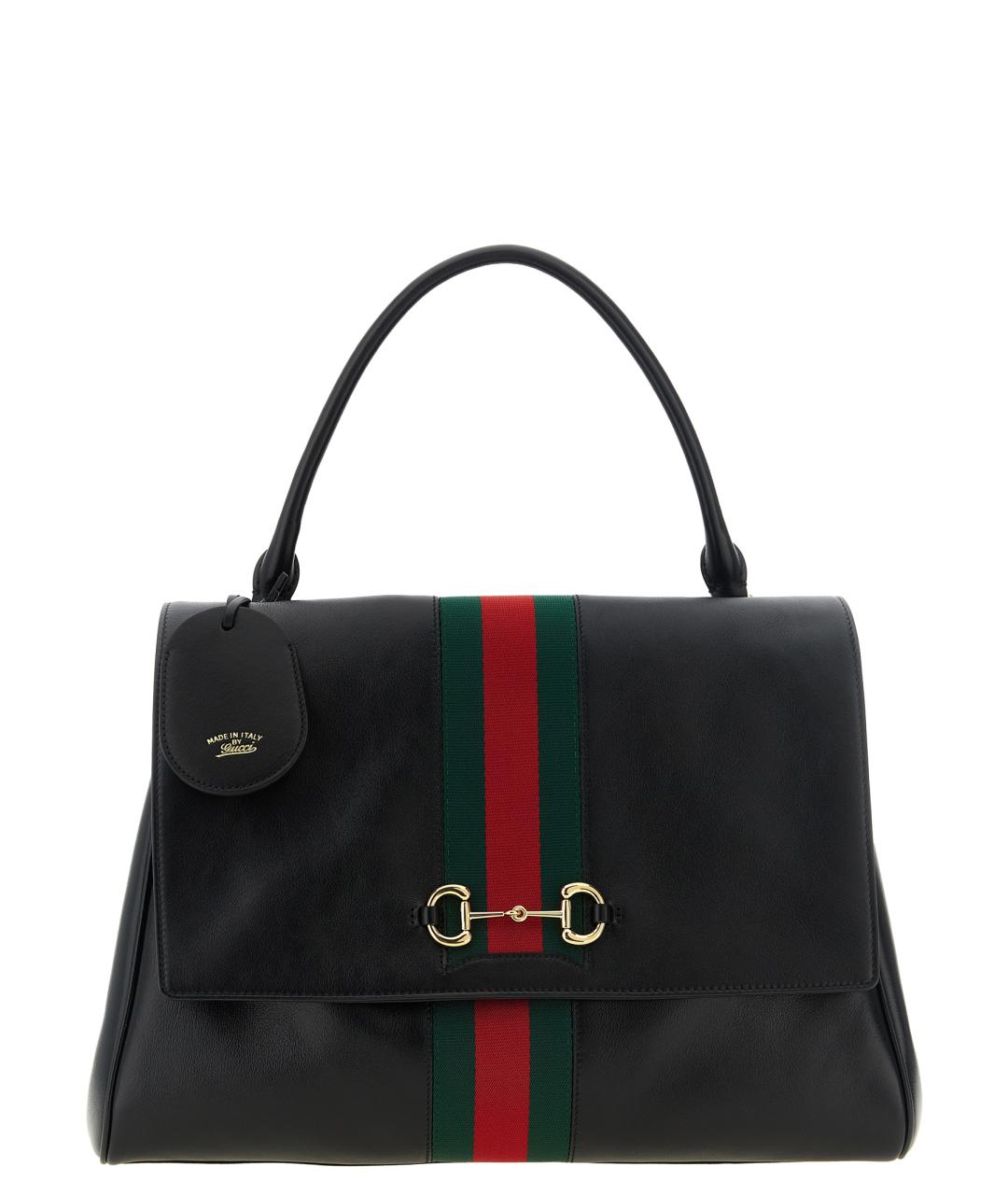 GUCCI Черная кожаная сумка тоут, фото 1