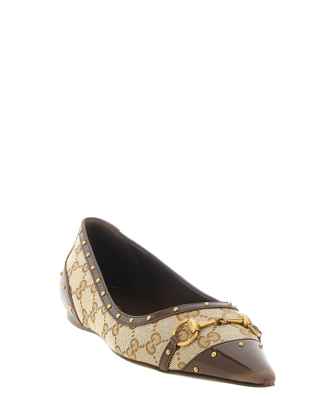 GUCCI Бежевые текстильные балетки, фото 2