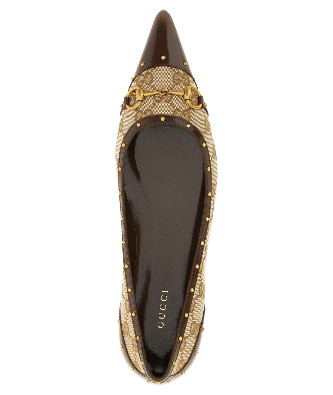 GUCCI Бежевые текстильные балетки, фото 4