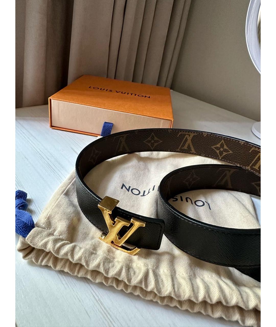 LOUIS VUITTON Черный кожаный ремень, фото 2