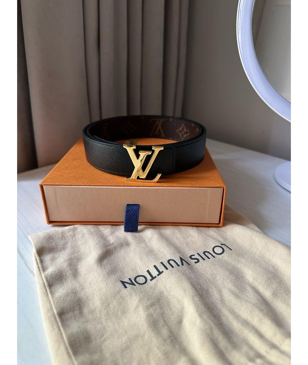 LOUIS VUITTON Черный кожаный ремень, фото 9