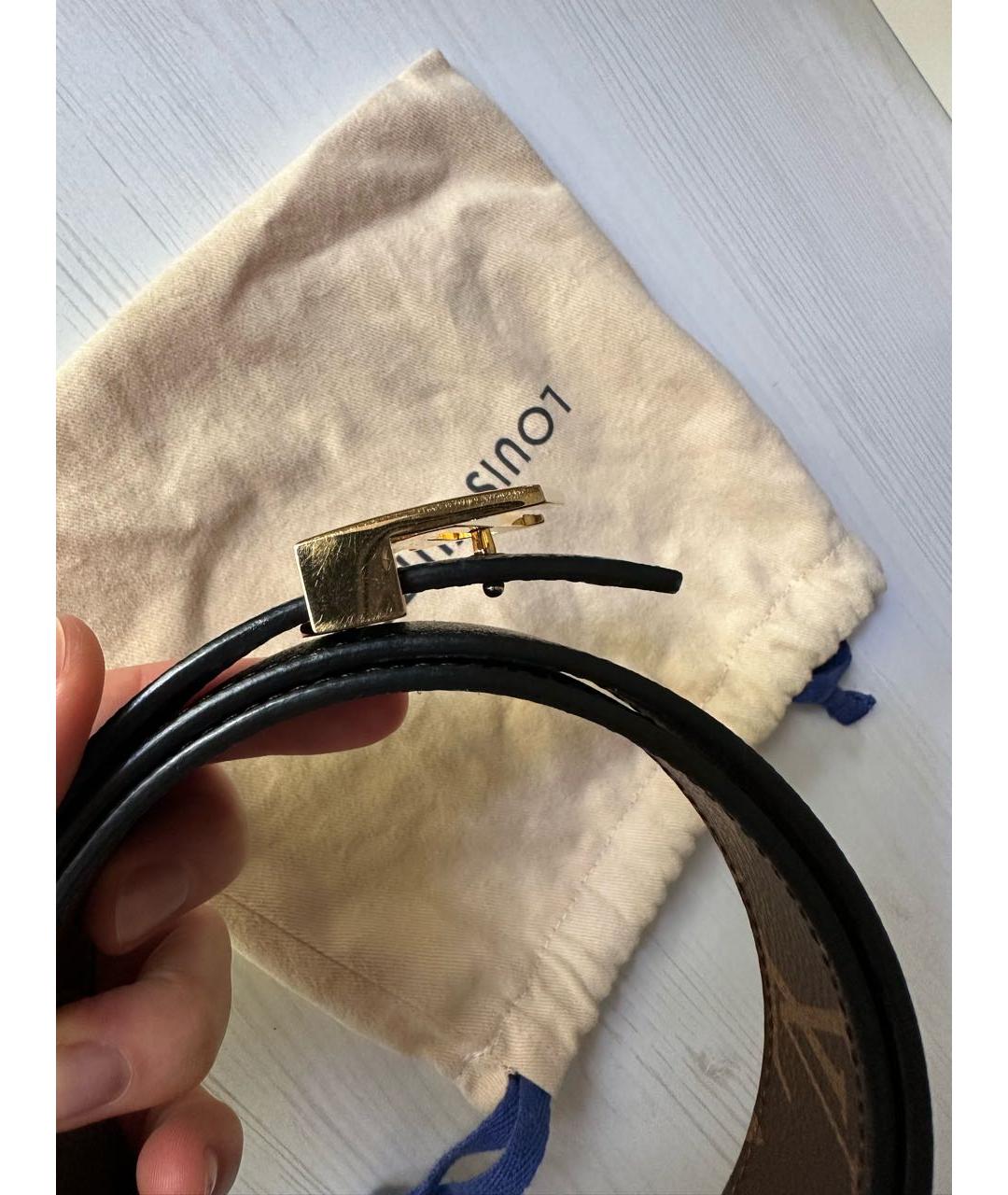 LOUIS VUITTON Черный кожаный ремень, фото 7