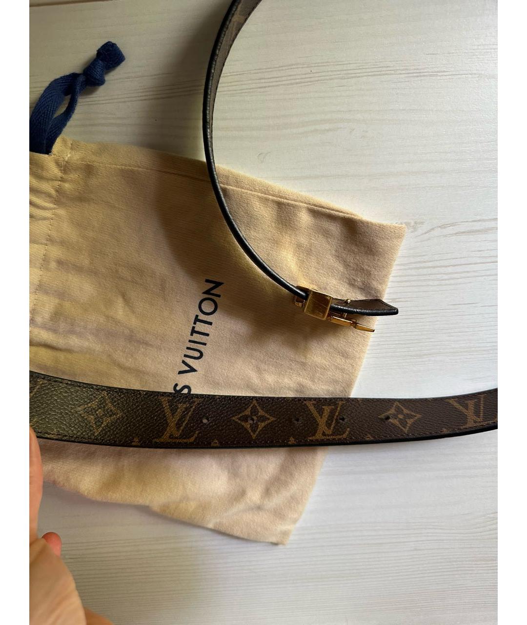 LOUIS VUITTON Черный кожаный ремень, фото 3