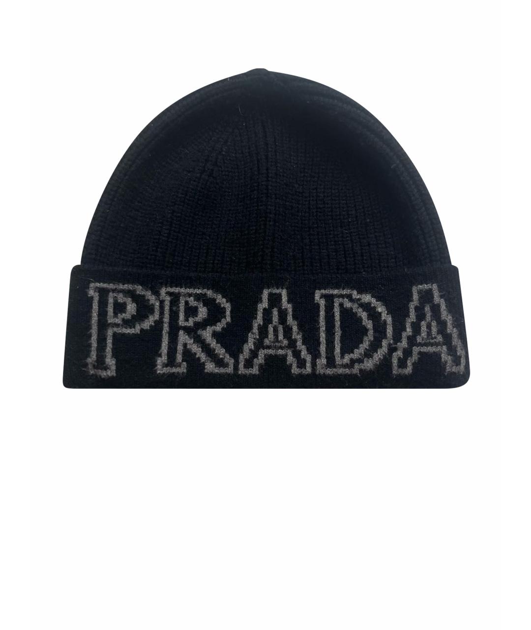 PRADA Черная кашемировая шапка, фото 1