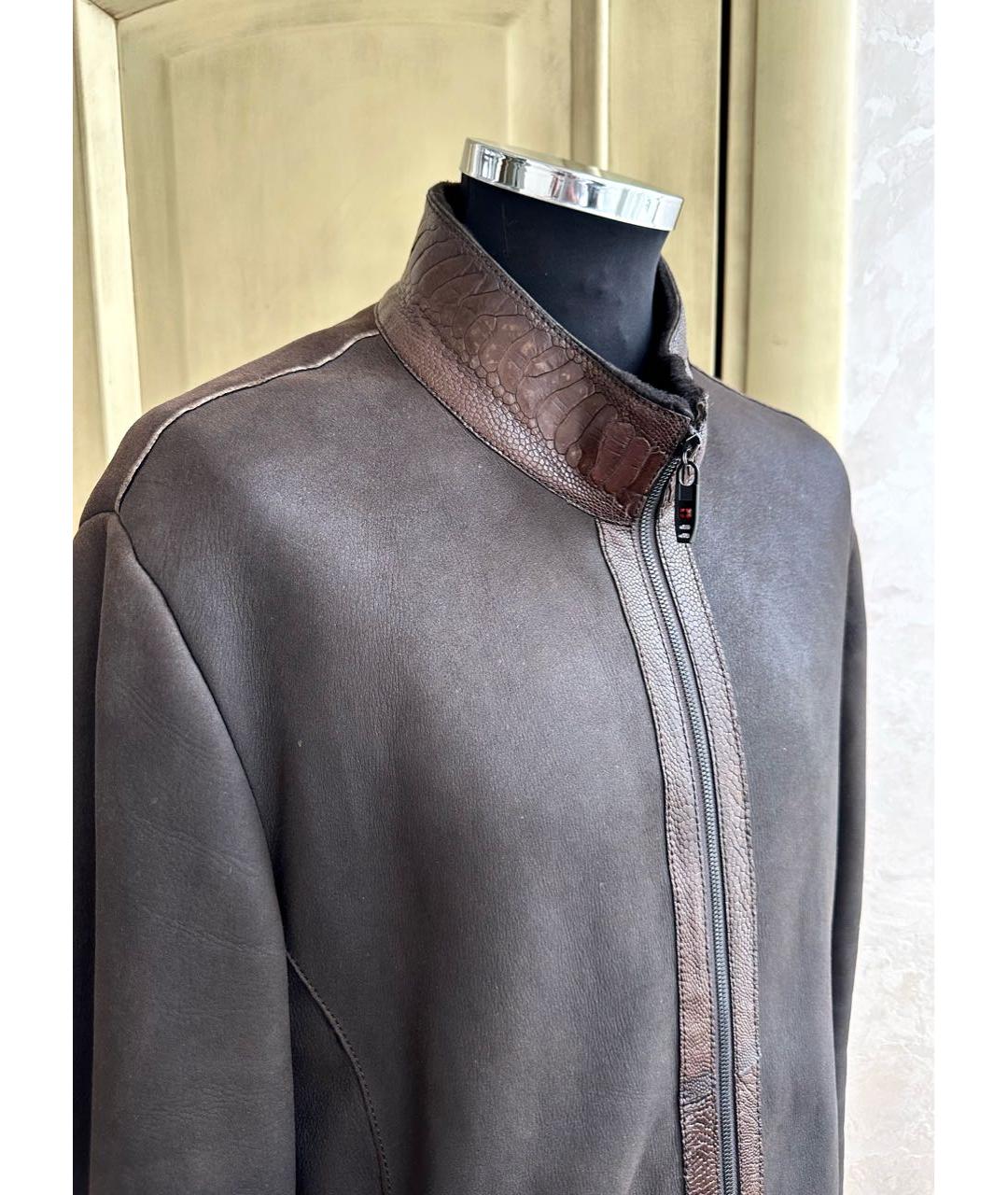 ARMANI COLLEZIONI Коричневая дубленка/шуба из кожи страуса, фото 4