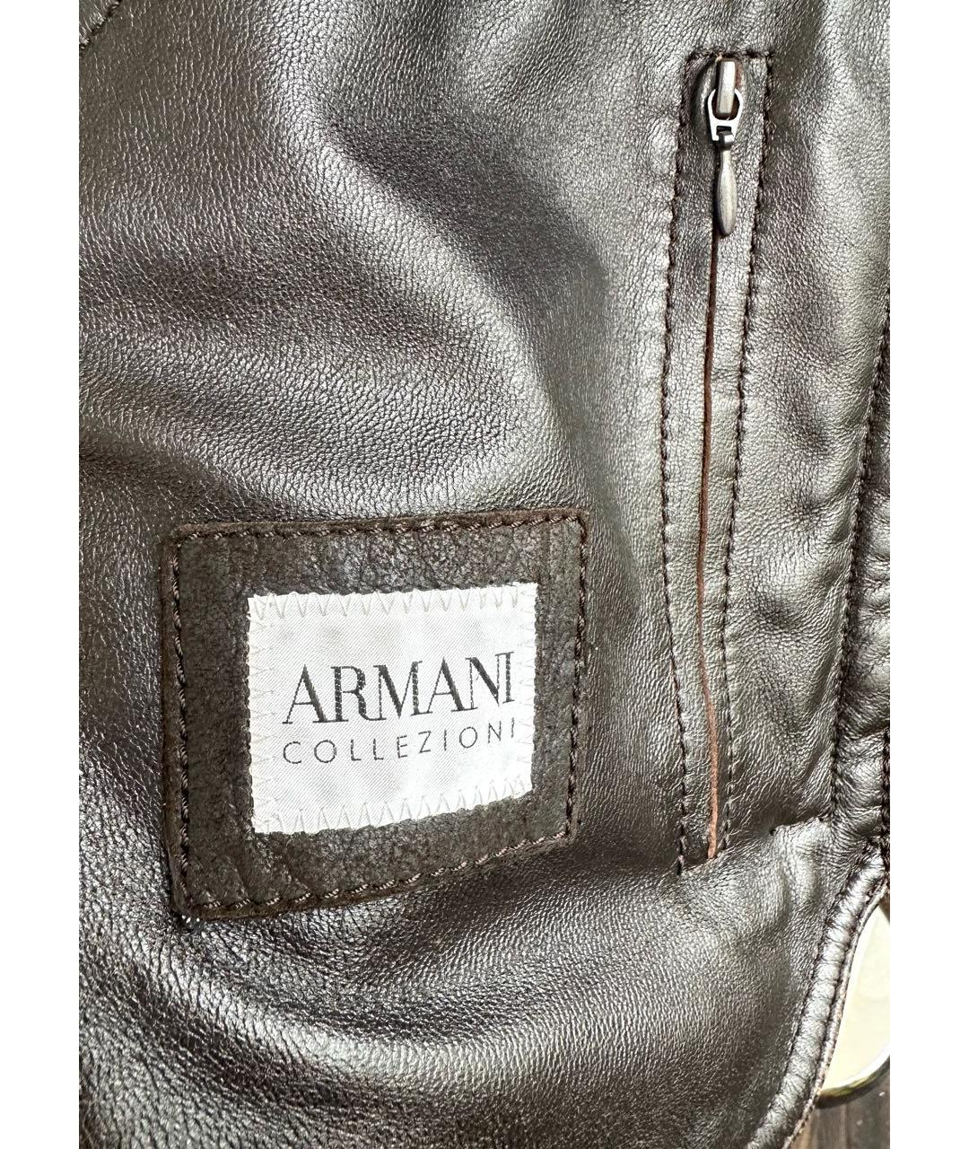 ARMANI COLLEZIONI Коричневая дубленка/шуба из кожи страуса, фото 5