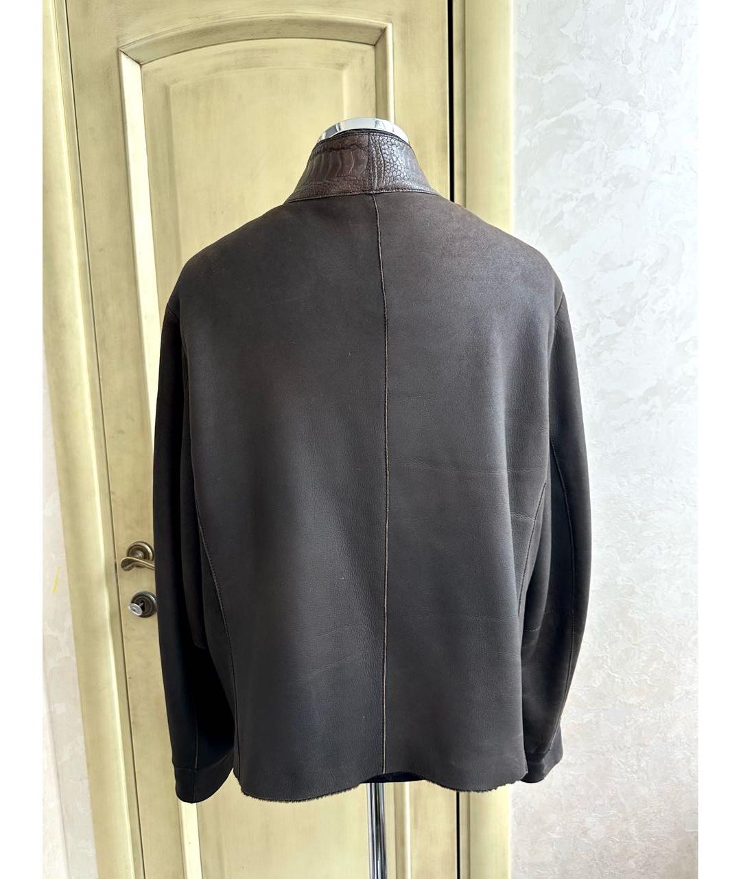 ARMANI COLLEZIONI Коричневая дубленка/шуба из кожи страуса, фото 2
