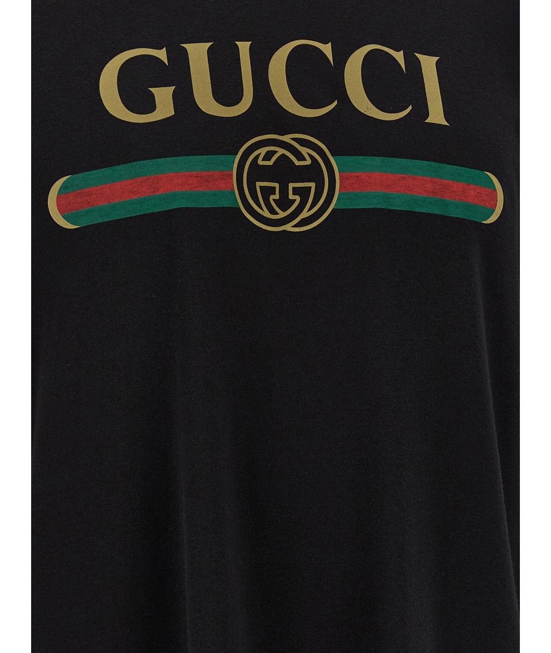GUCCI Черная хлопковая футболка, фото 4