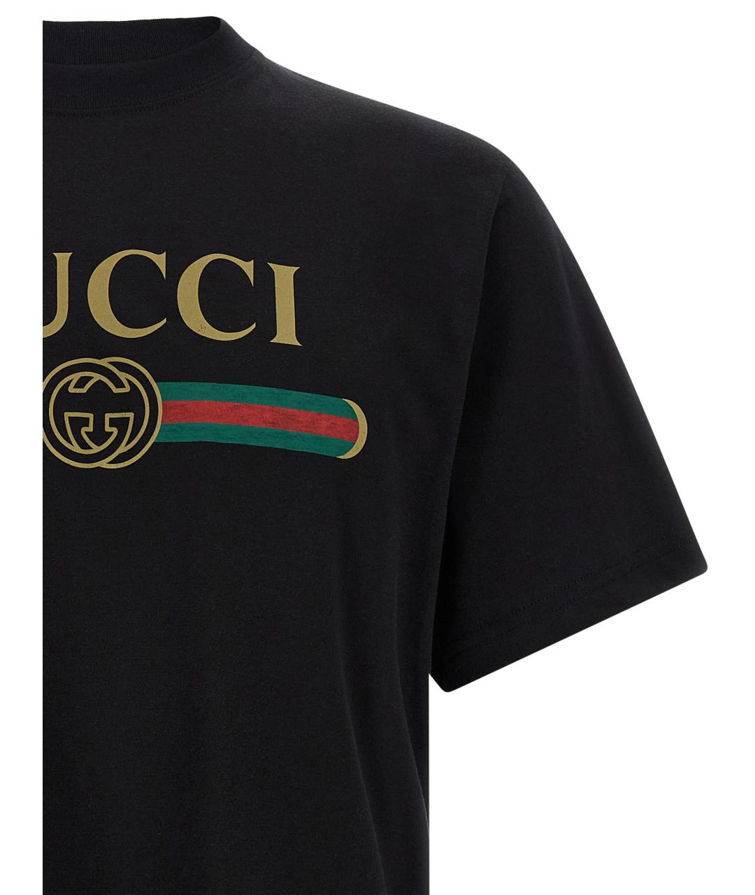 GUCCI Черная хлопковая футболка, фото 3