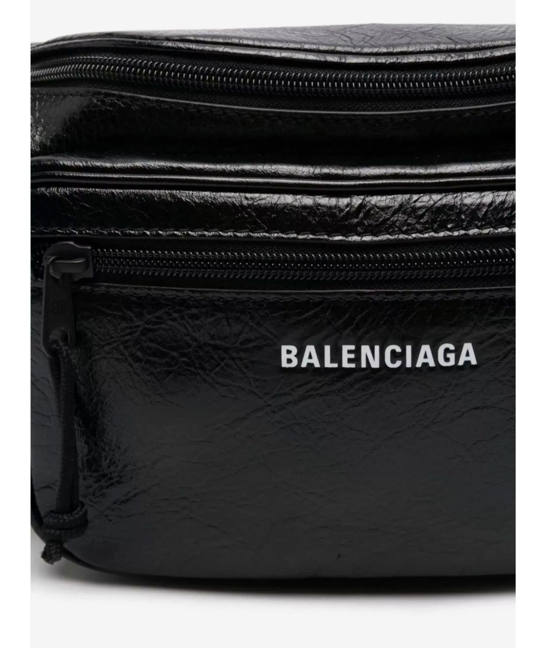 BALENCIAGA Черная кожаная поясная сумка, фото 4