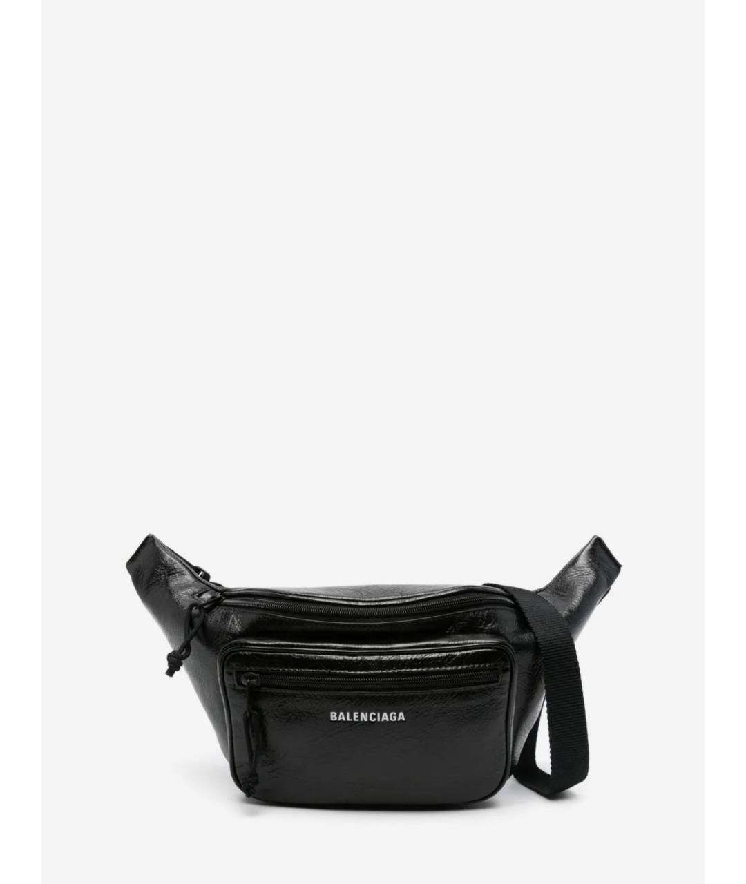 BALENCIAGA Черная кожаная поясная сумка, фото 5