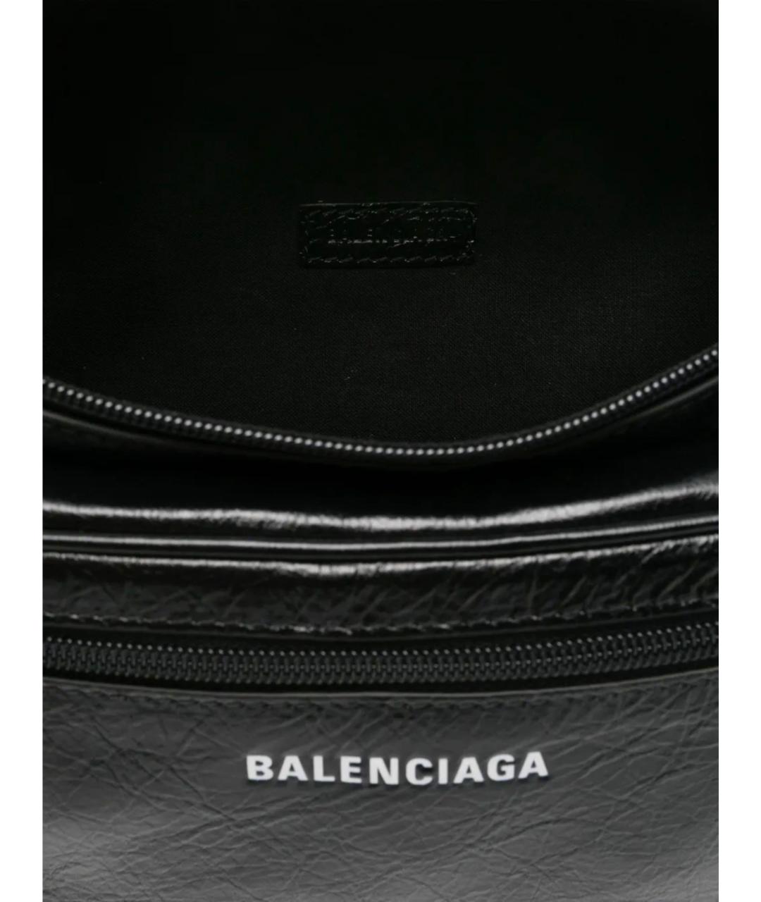 BALENCIAGA Черная кожаная поясная сумка, фото 3