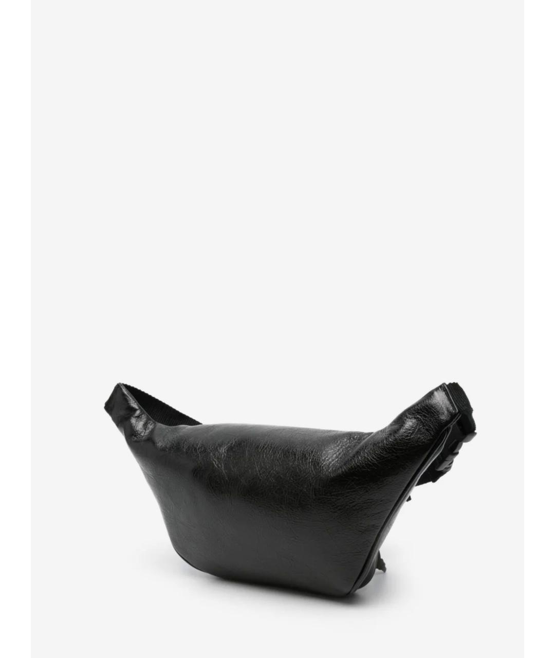 BALENCIAGA Черная кожаная поясная сумка, фото 2