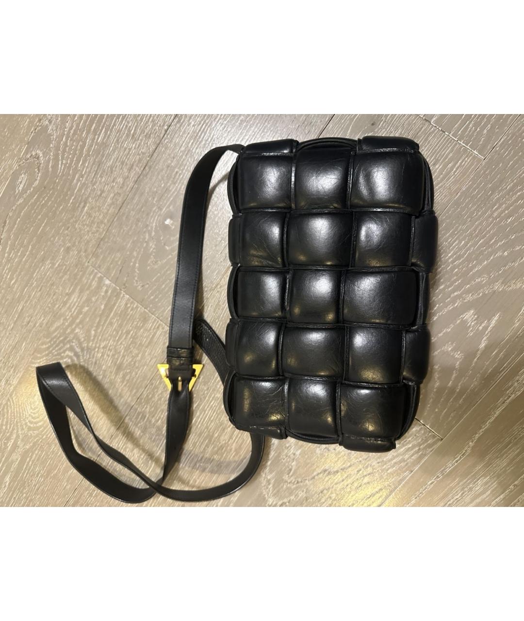 BOTTEGA VENETA Черная кожаная сумка через плечо, фото 4