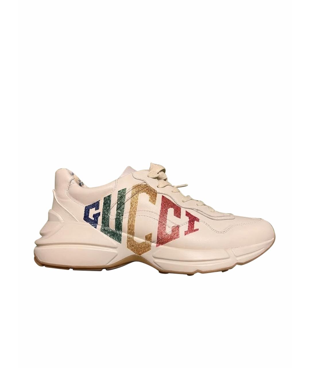 GUCCI Бежевые кожаные кроссовки, фото 1