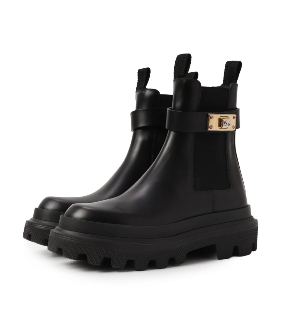 DOLCE&GABBANA Черные кожаные ботинки, фото 4