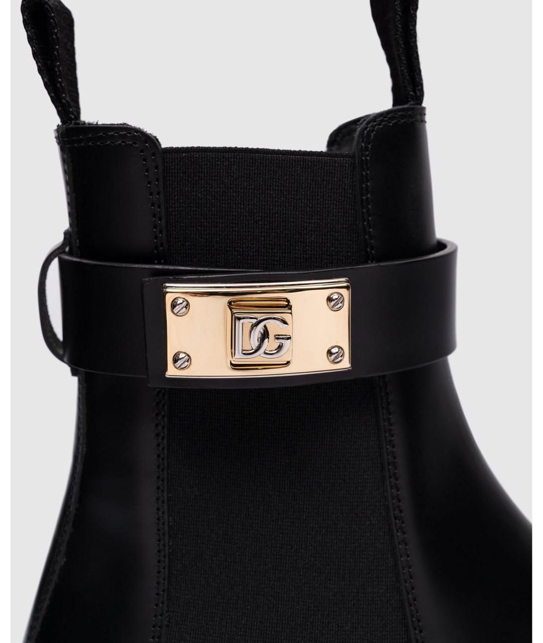 DOLCE&GABBANA Черные кожаные ботинки, фото 2