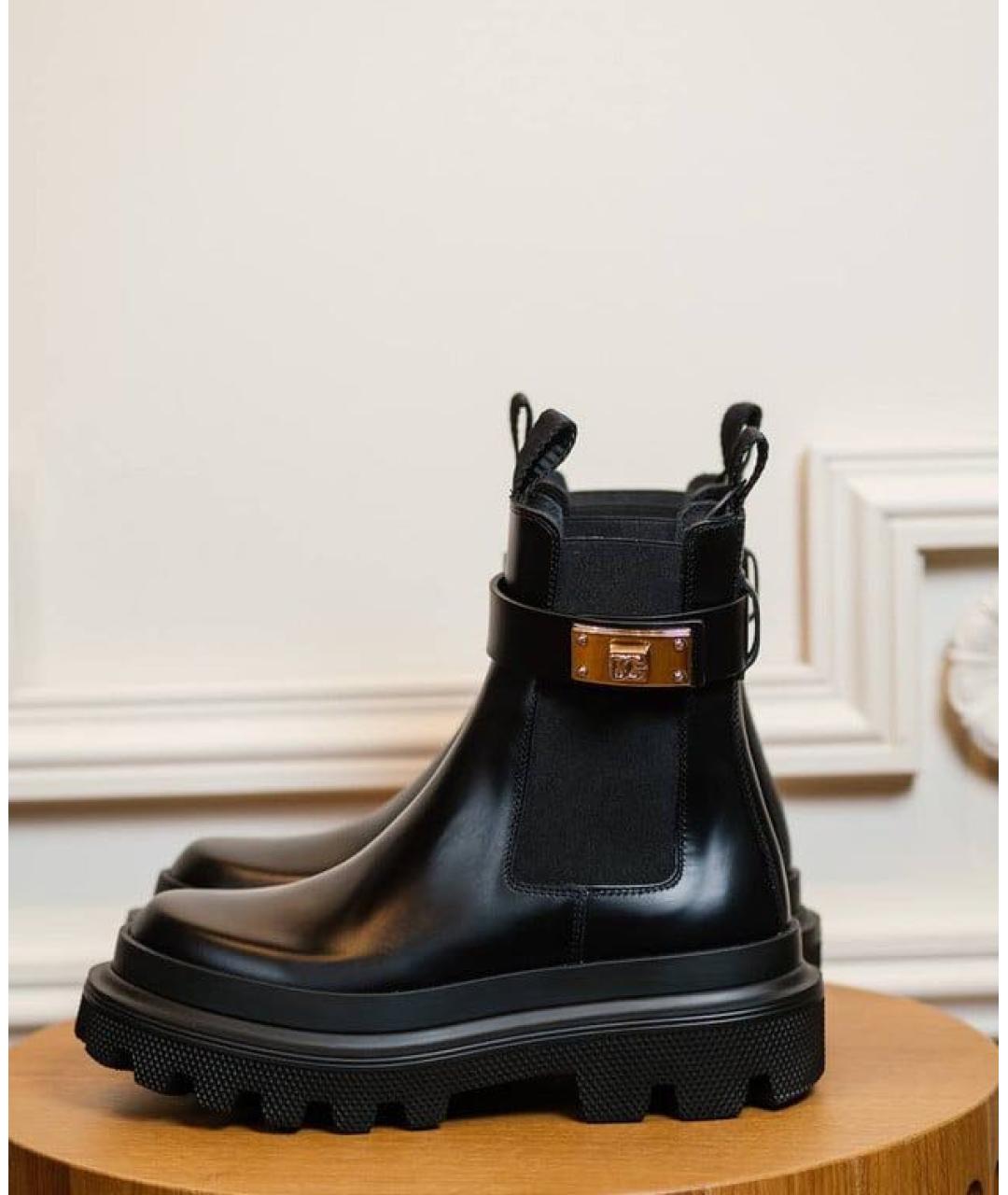 DOLCE&GABBANA Черные кожаные ботинки, фото 6