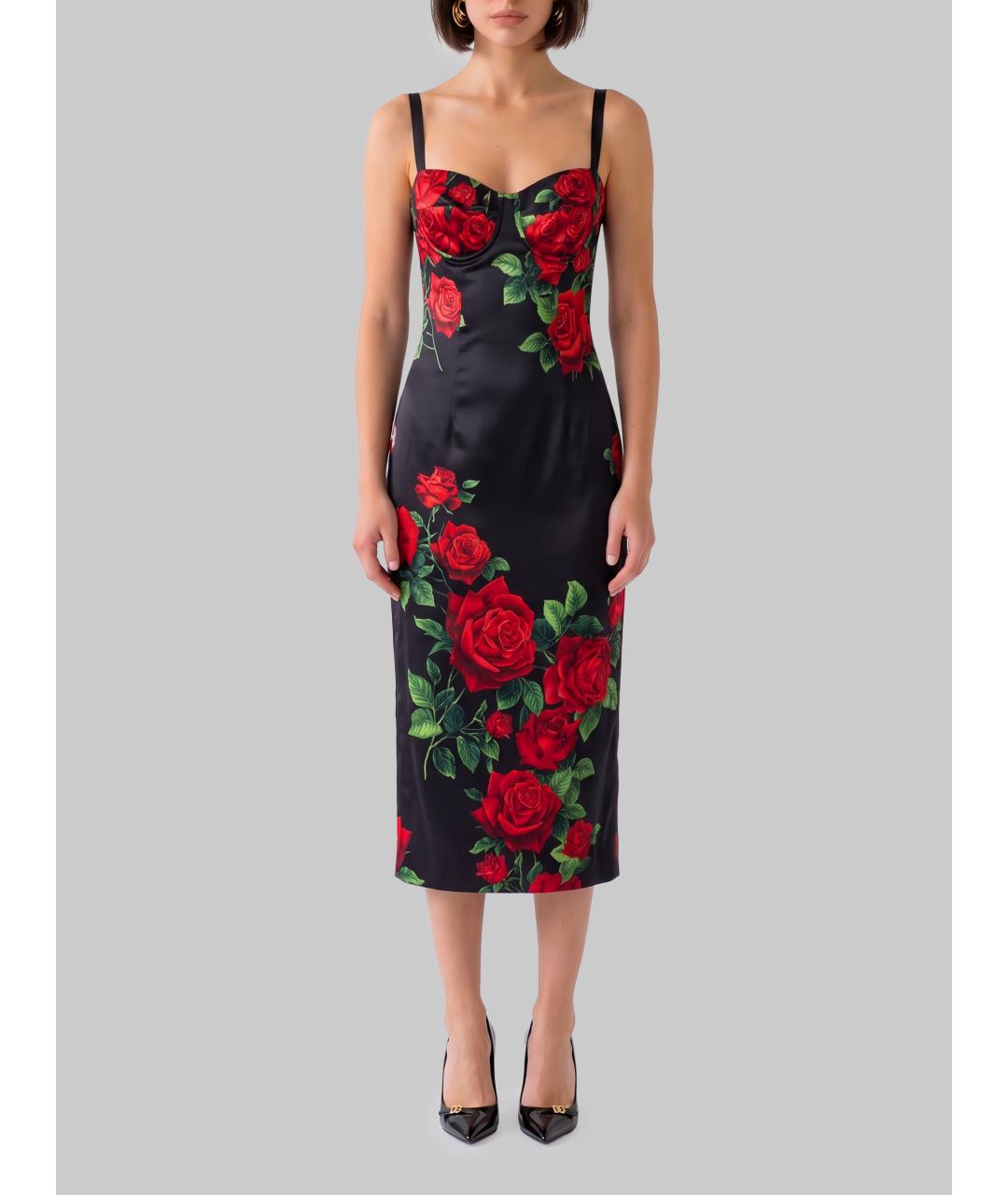 DOLCE&GABBANA Черное шелковое коктейльное платье, фото 2