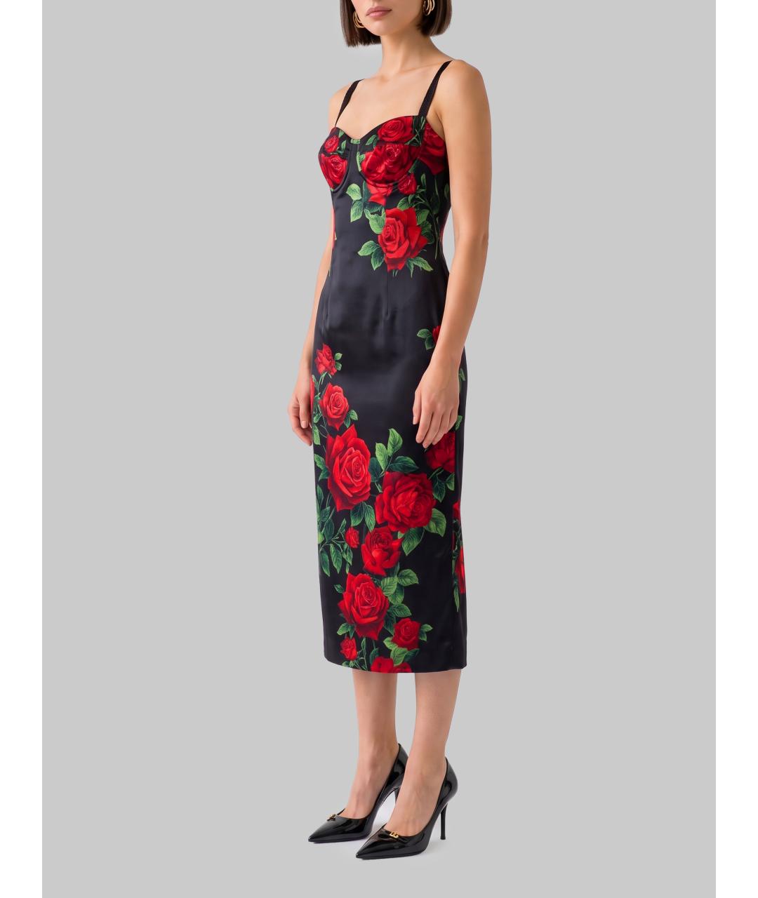 DOLCE&GABBANA Черное шелковое коктейльное платье, фото 3