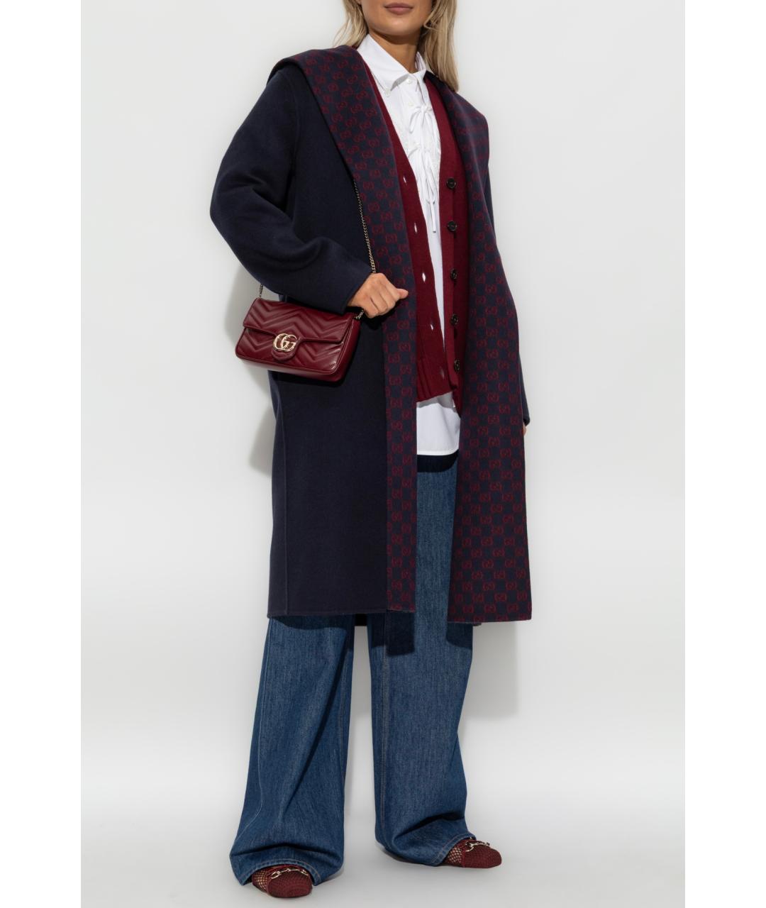 GUCCI Темно-синее шерстяное пальто, фото 3