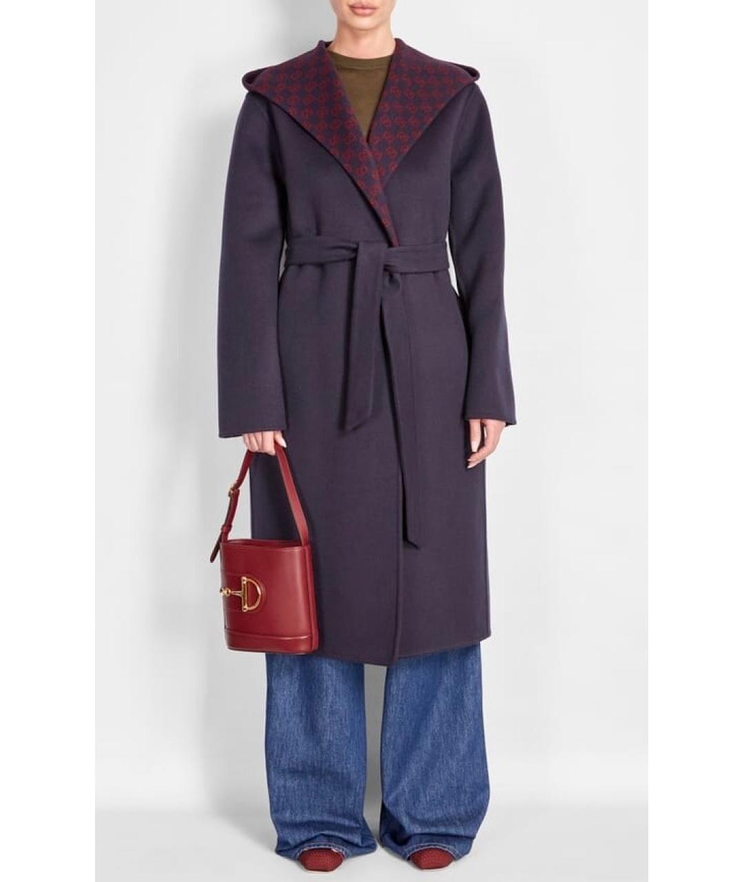 GUCCI Темно-синее шерстяное пальто, фото 5