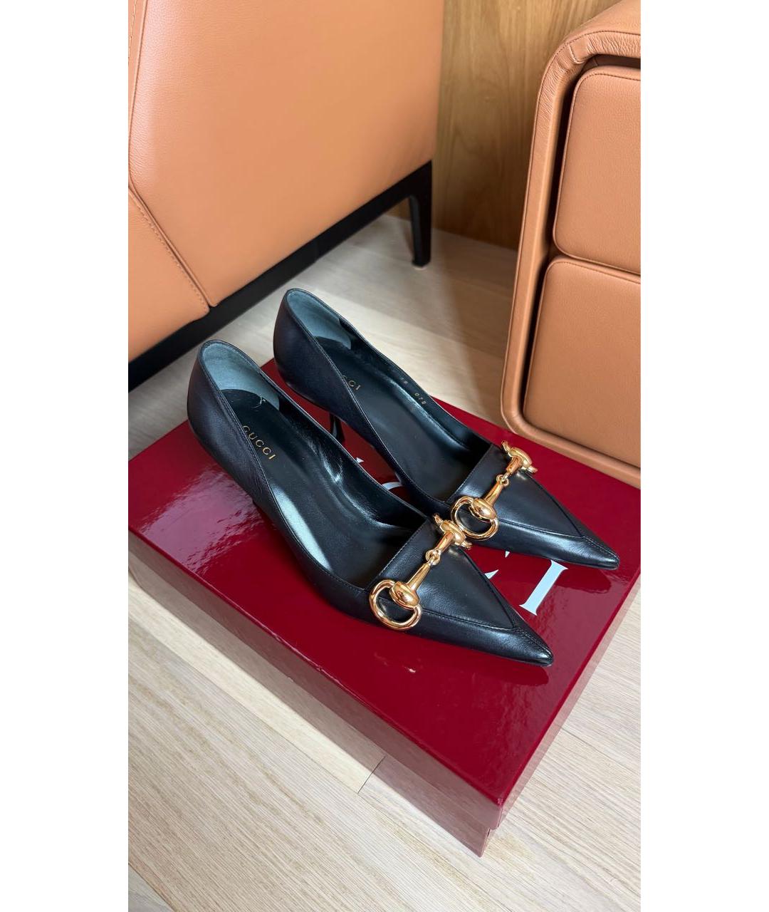GUCCI Черные кожаные туфли, фото 3