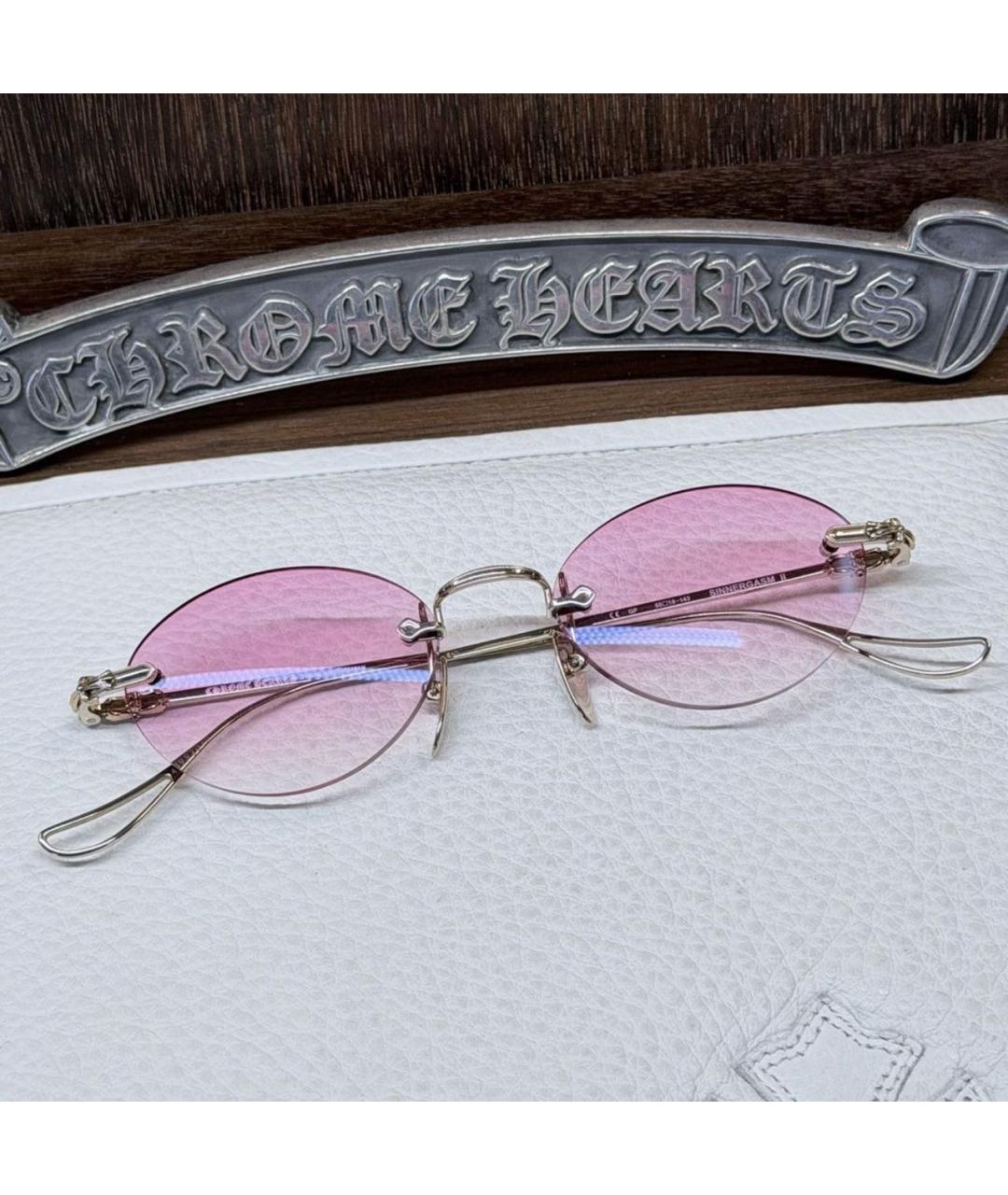 CHROME HEARTS Розовые металлические солнцезащитные очки, фото 7