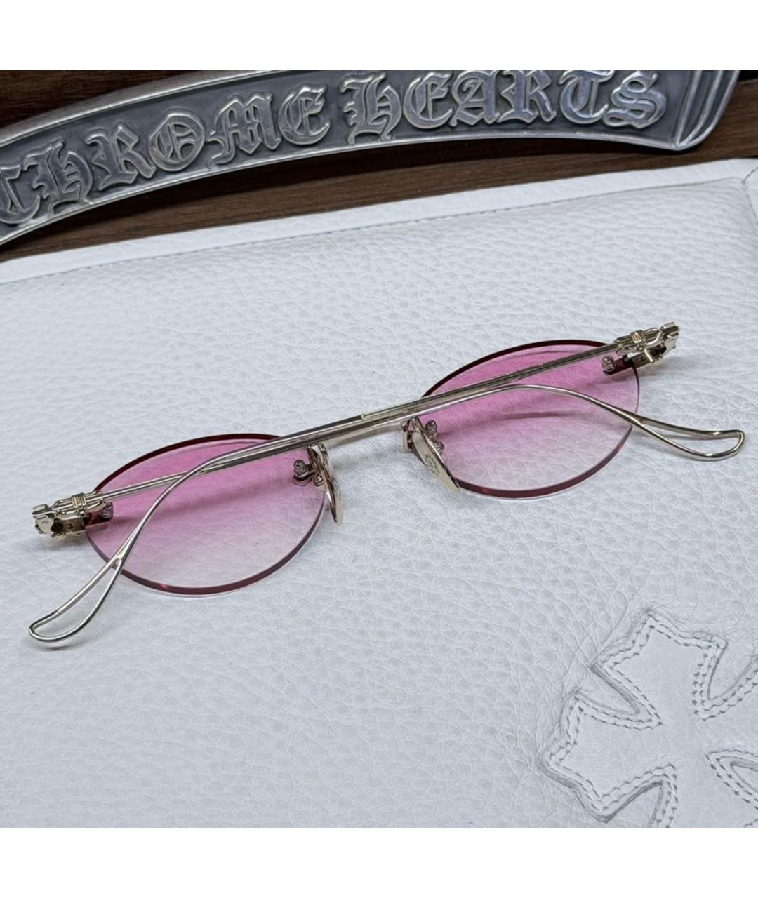 CHROME HEARTS Розовые металлические солнцезащитные очки, фото 3
