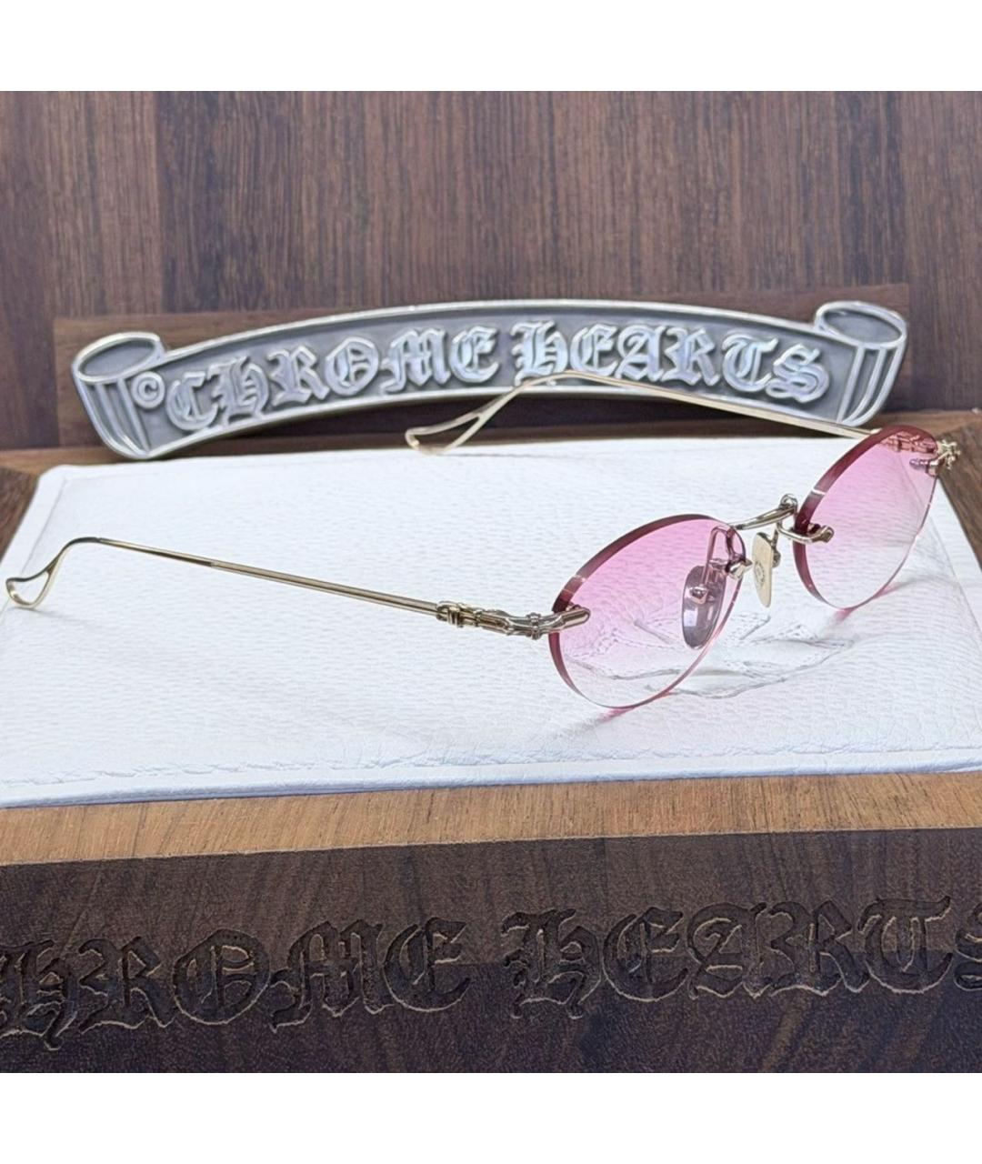 CHROME HEARTS Розовые металлические солнцезащитные очки, фото 2