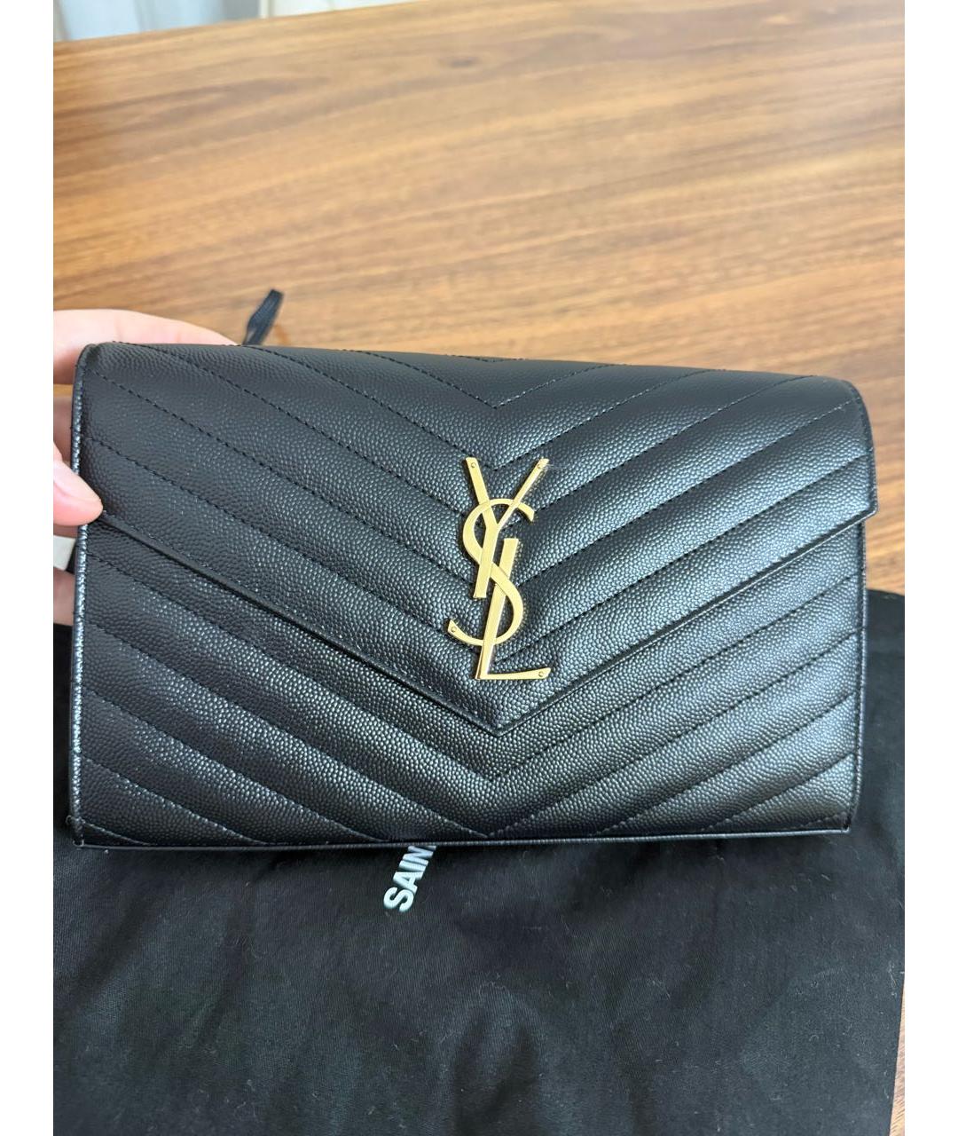 SAINT LAURENT Черная кожаная сумка через плечо, фото 2