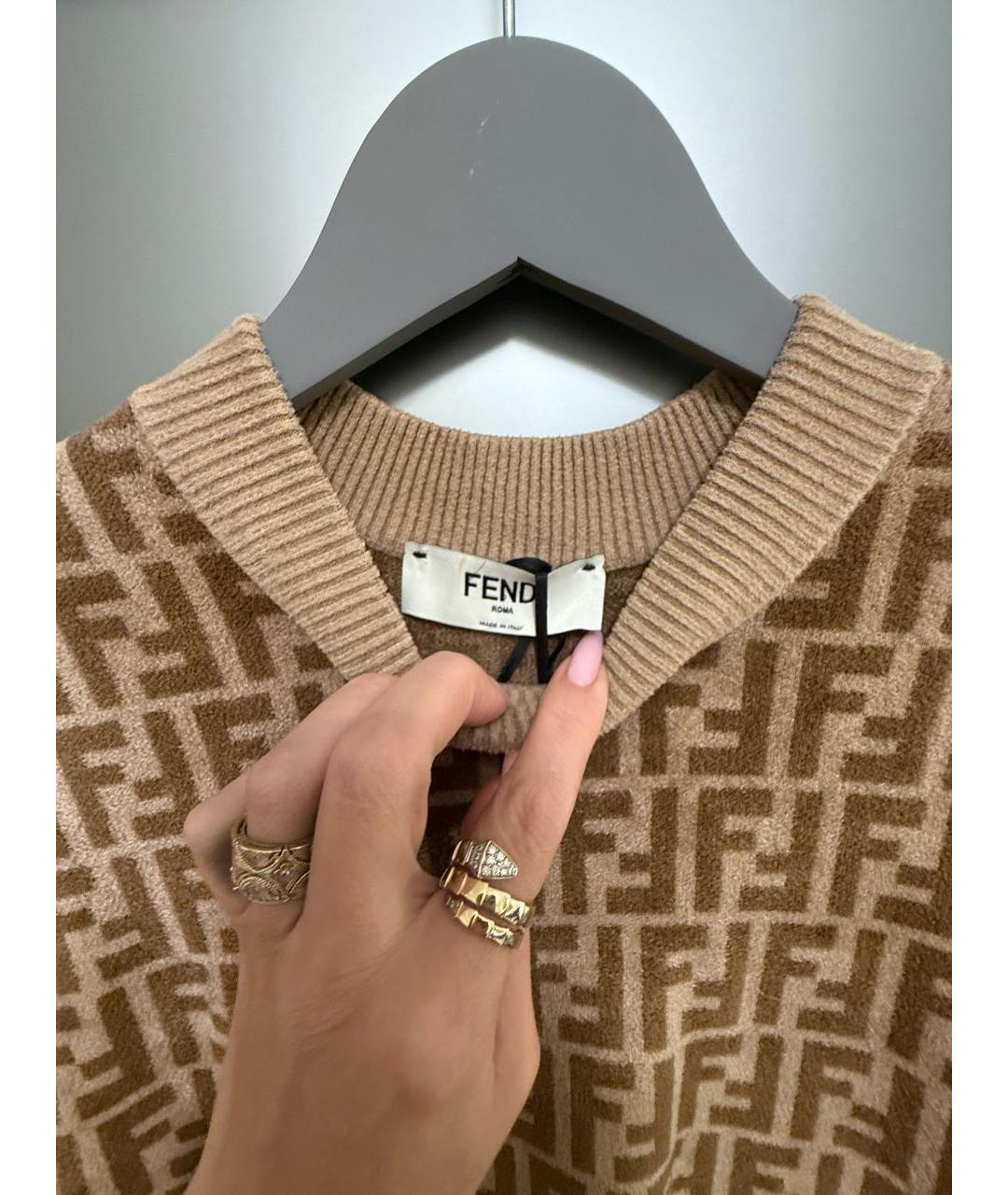 FENDI Коричневый вискозный джемпер / свитер, фото 3
