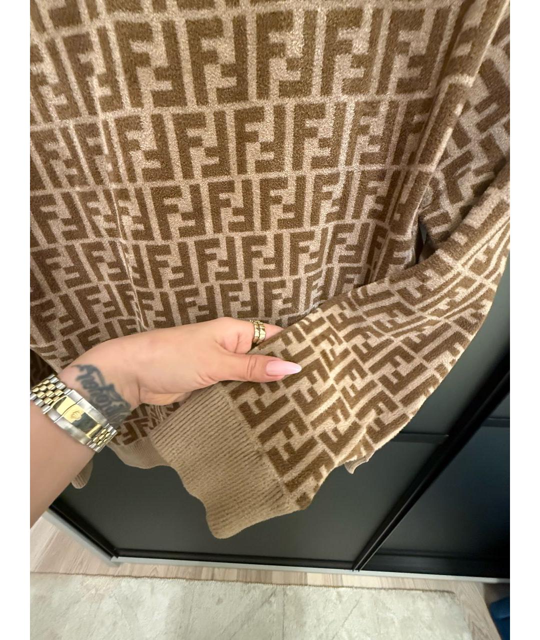 FENDI Коричневый вискозный джемпер / свитер, фото 5