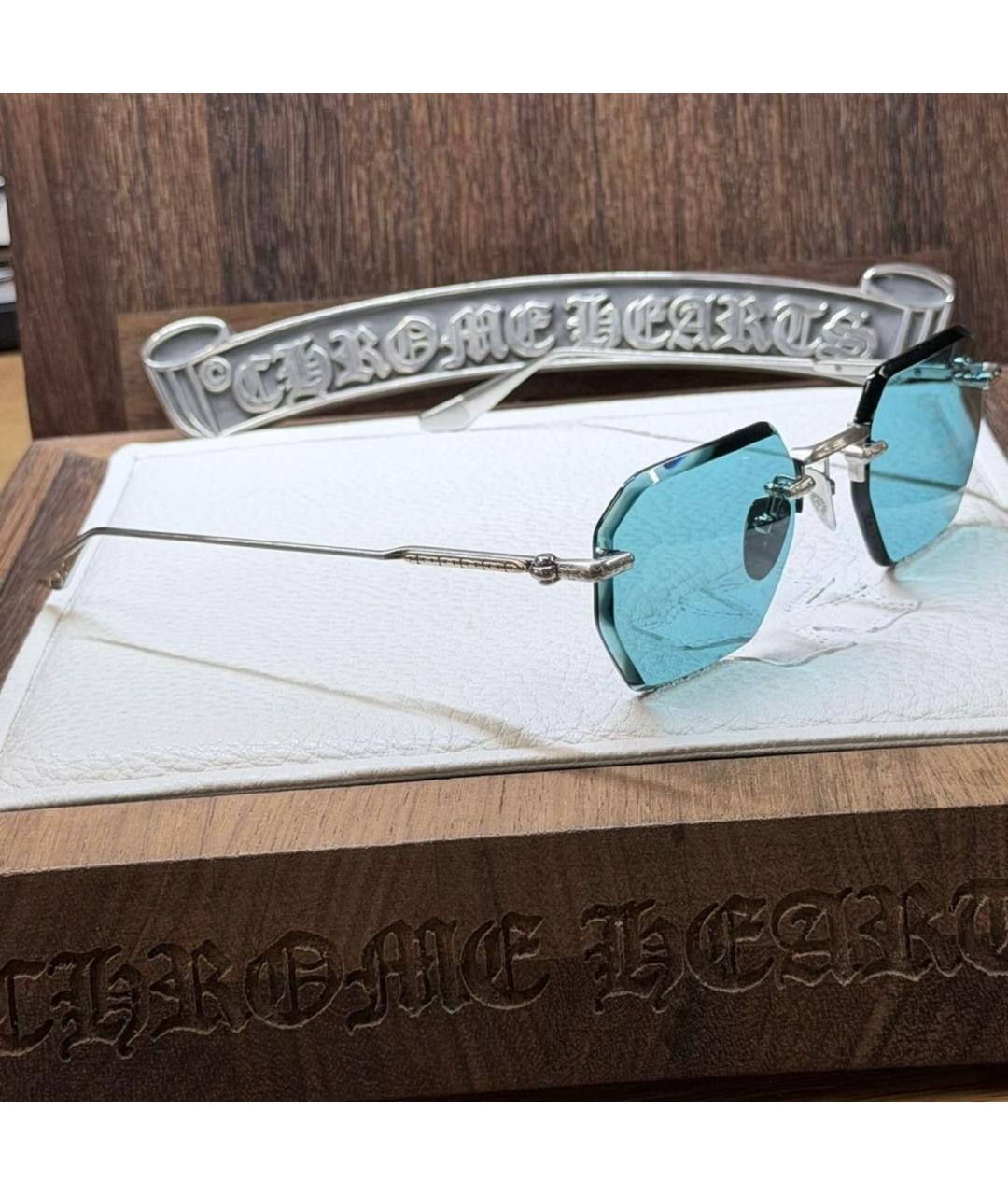 CHROME HEARTS Голубые металлические солнцезащитные очки, фото 2