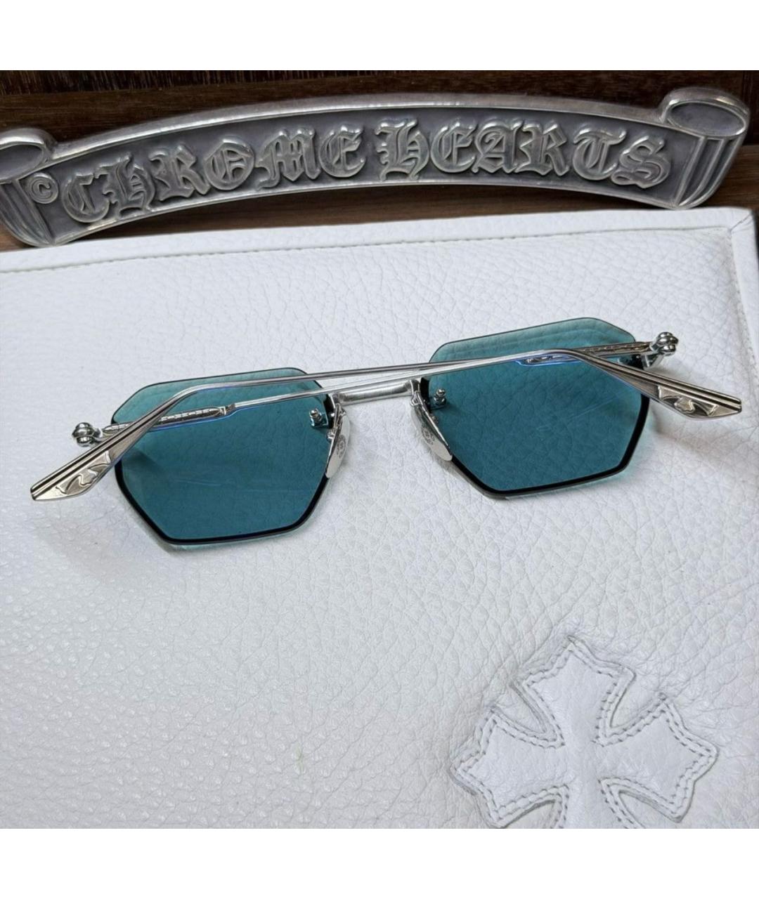 CHROME HEARTS Голубые металлические солнцезащитные очки, фото 6