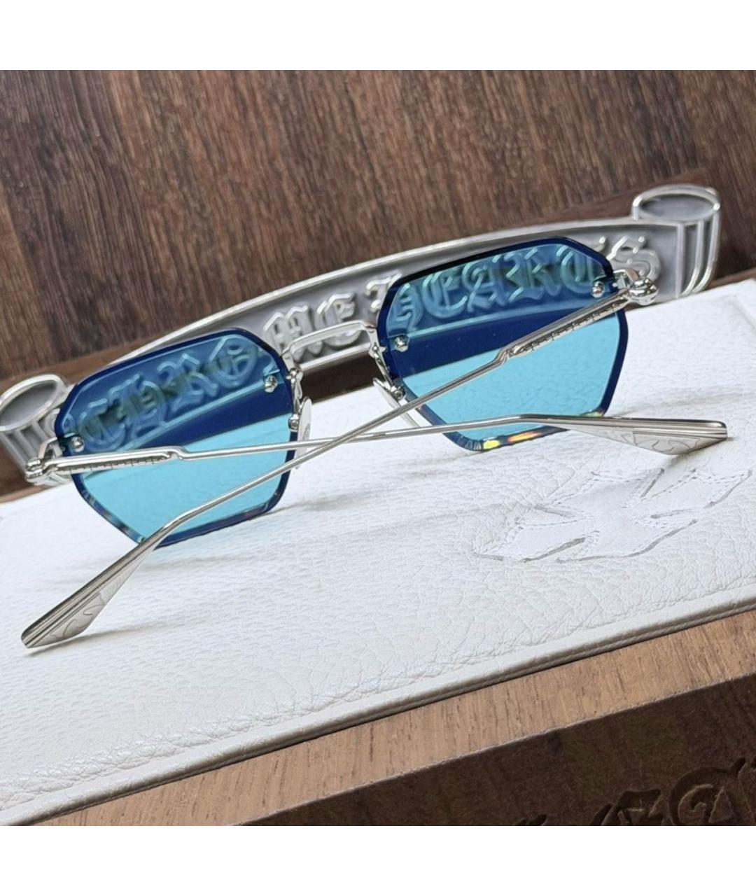 CHROME HEARTS Голубые металлические солнцезащитные очки, фото 3