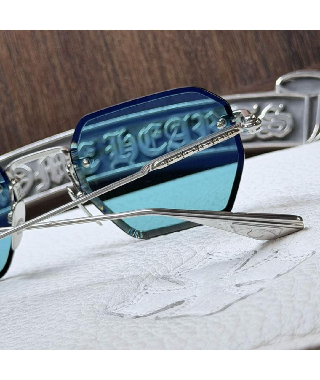 CHROME HEARTS Голубые металлические солнцезащитные очки, фото 5
