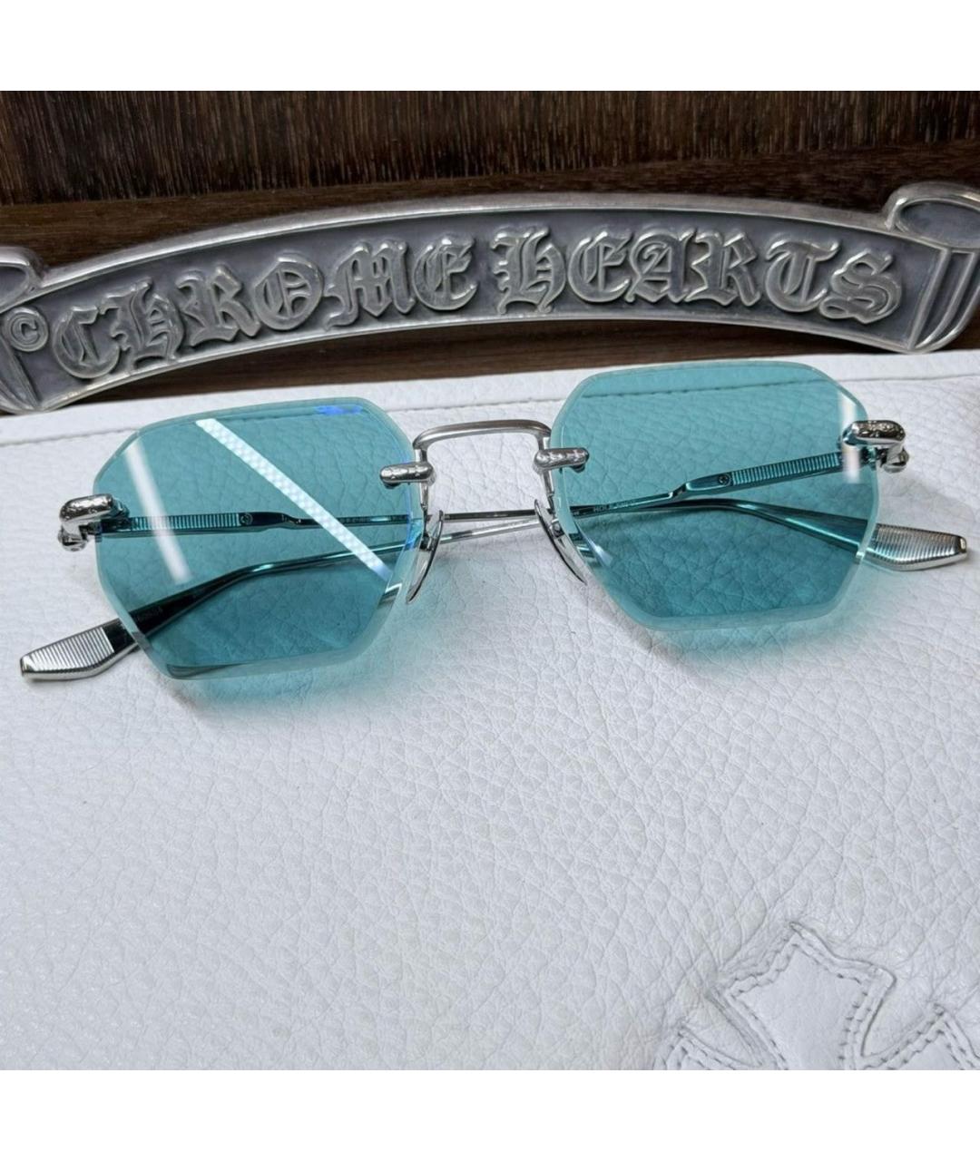 CHROME HEARTS Голубые металлические солнцезащитные очки, фото 7