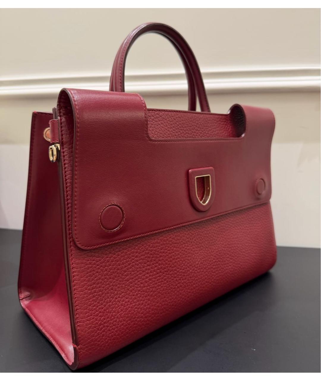 CHRISTIAN DIOR Бордовая кожаная сумка с короткими ручками, фото 6