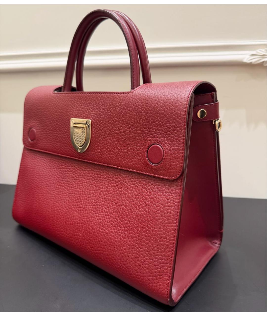 CHRISTIAN DIOR Бордовая кожаная сумка с короткими ручками, фото 2