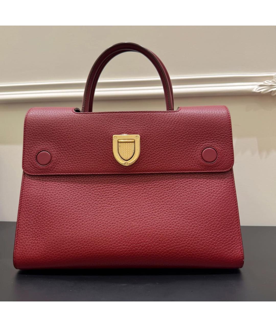 CHRISTIAN DIOR Бордовая кожаная сумка с короткими ручками, фото 9
