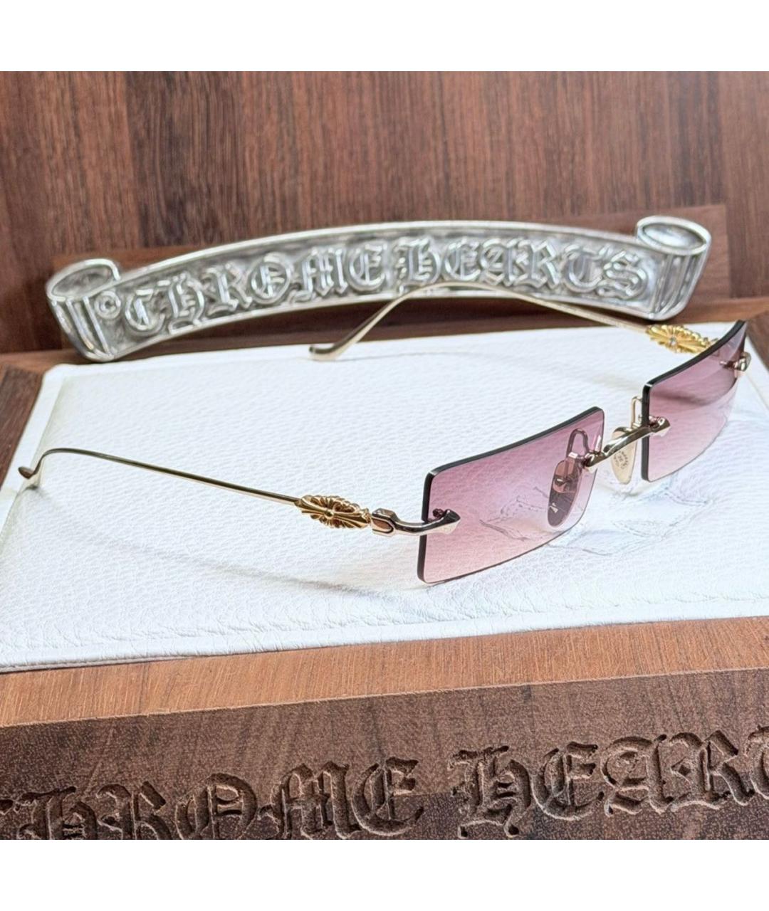 CHROME HEARTS Золотые металлические солнцезащитные очки, фото 2