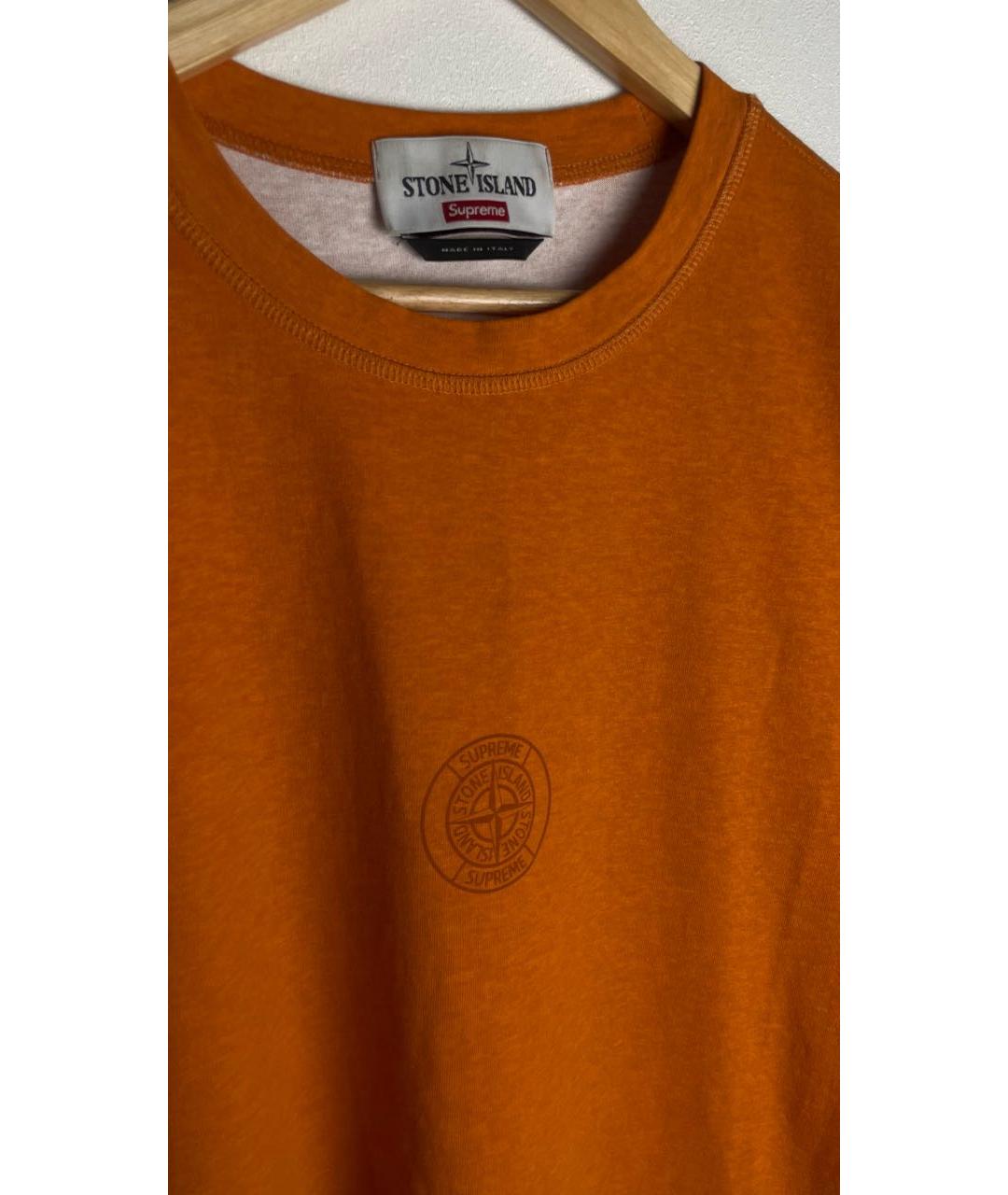 STONE ISLAND Оранжевая хлопковая футболка, фото 2